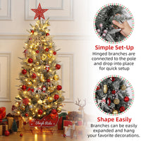 Garvee 4.5 ft Prelit Snow Flocked Christmas Tree with Sleigh Ride Base, Artificial Xmas Tree with 200 Lights, 12 Ball Ornaments, Small Christmas Tree for Home, Office