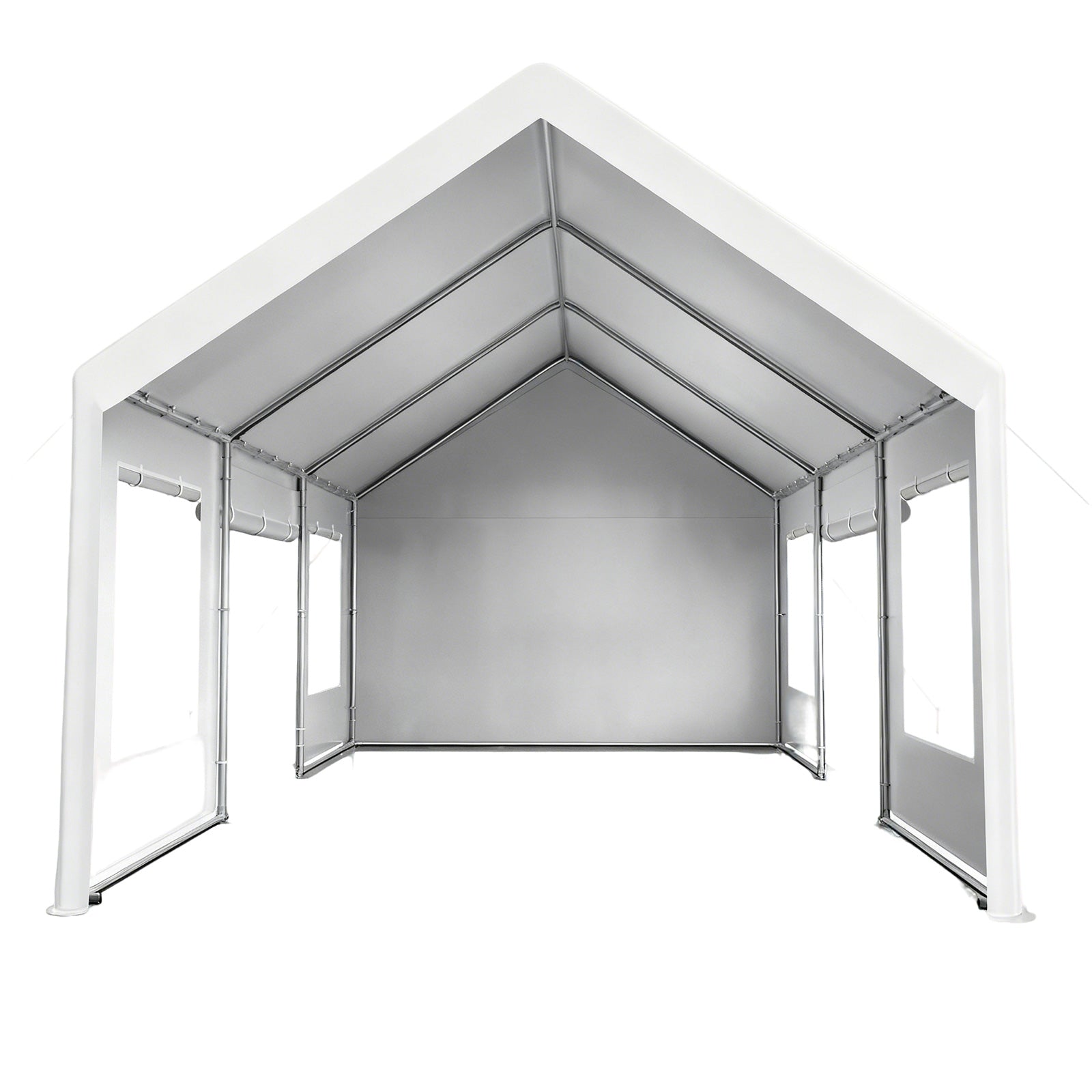 Garvee Heavy Duty Carport 13x20 FT Portable Garage with 4 Doors & 4 Windows, Reinforced Galvanized Steel Frame, Waterproof PE Tarp, Roll-Up Mesh Windows, Yellow, Outdoor Shelter for Cars & Gatherings