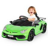 Garvee Ride P Series 12V Electric Ride-On Car for Kids | Licensed Lamborghini Battery-Powered Sports Car with Remote Control, 2 Speeds, Sound System, LED Headlights, Hydraulic Doors - Green - Green