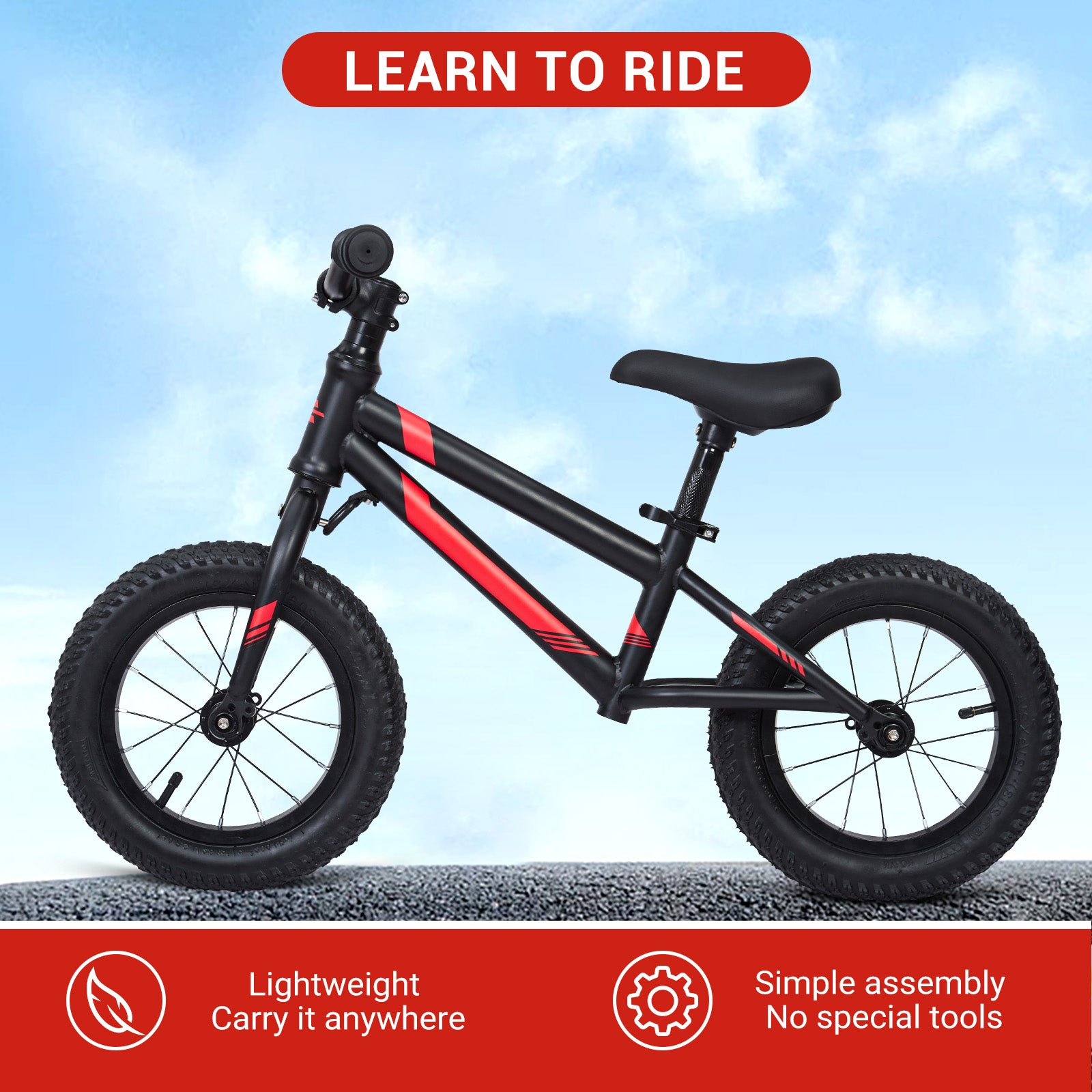 Garvee Balance Bike Lightweight Toddler Bike for 2-6 Year Old Boys and Girls - No Pedal, Adjustable Handlebar and Seat, Aluminium, EVA Tires - Black