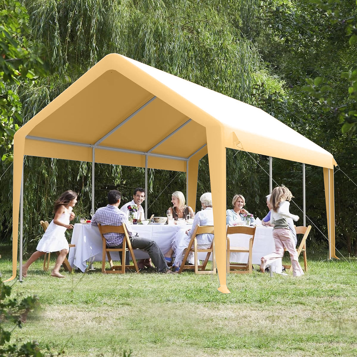 Garvee 10'x20' 160G Heavy-Duty Carport Replacement Cover Waterproof UV Protected for Garage Tent Shelter Outdoor Yellow (Frame Not Included)