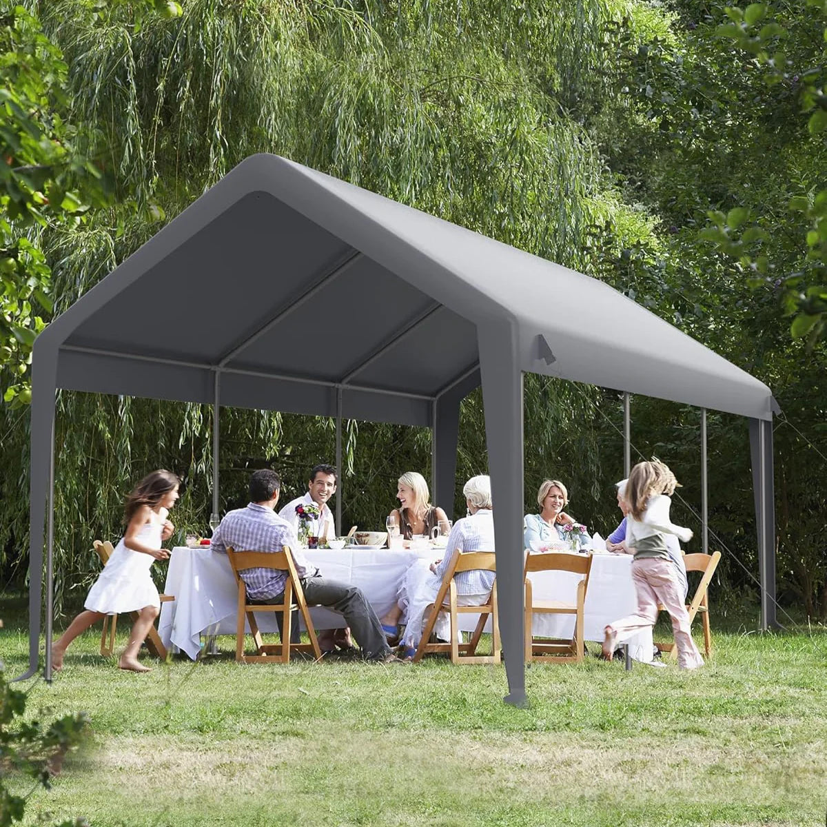 Garvee 13′ X 20′ 160G Heavy-Duty Carport Replacement Cover Waterproof UV Protected for Garage Tent Shelter Outdoor Grey (Frame Not Included)