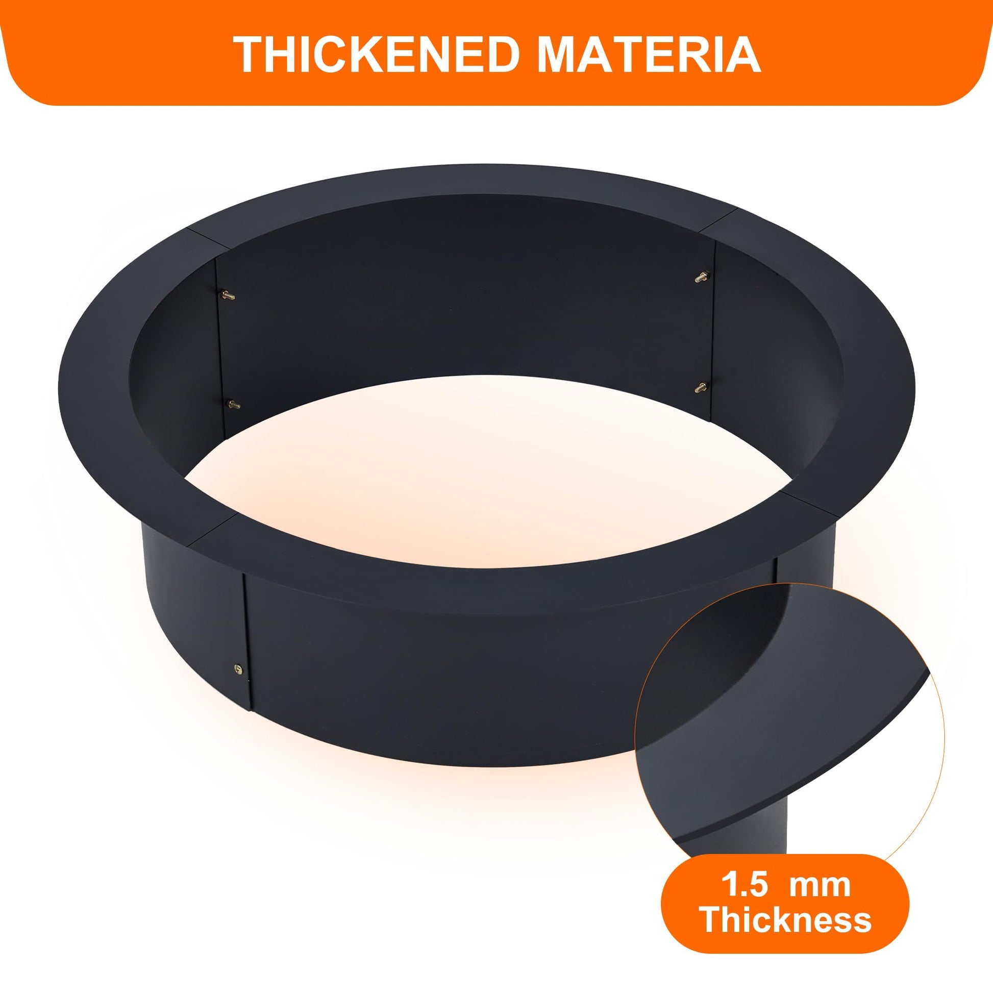 Garvee 39" XL Round DIY Fireplace Ring Liner, All Weather Powder Coated Metal Campfire Burner Rim for Patio Garden and Camping, Black