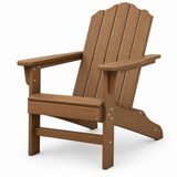 Garvee 1 piece HDPE Adirondack Patio Chairs, Wood Grain Texture, Ergonomic Contoured Backrest, Ideal for Garden, Deck, Poolside - Brown - Brown