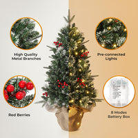 Garvee 3ft Mini Pre Lit Christmas Tree with Burlap Base, Artificial Small Tabletop Xmas Tree with 78 LED Lights, 8 Lighting Modes, Remote Control Christmas Tree for Home, Porch, Office(2 PCS)