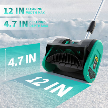 Garvee 12" Cordless Battery Powered Snow Blower - 20V Lightweight with Ergonomic Handle, Detachable Design for Steps and Decks