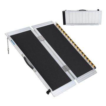 Garvee 4FT  Wheelchair Ramp for Home Use, Portable Aluminum Folding, 600lb Capacity, Anti-Slip Surface,Steps & Doorways Access