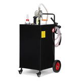 Garvee 30 Gallon Stainless Steel Portable Fuel Caddy, Manual Pump & 4 Wheels - Black