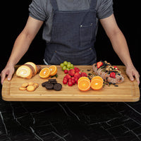 Garvee 30x20" Extra Large Cutting Board, Bamboo Stove Top Cover, Over the Sink Cutting Board with Juice Groove, Heavy Duty Charcuterie Board for Kitchen