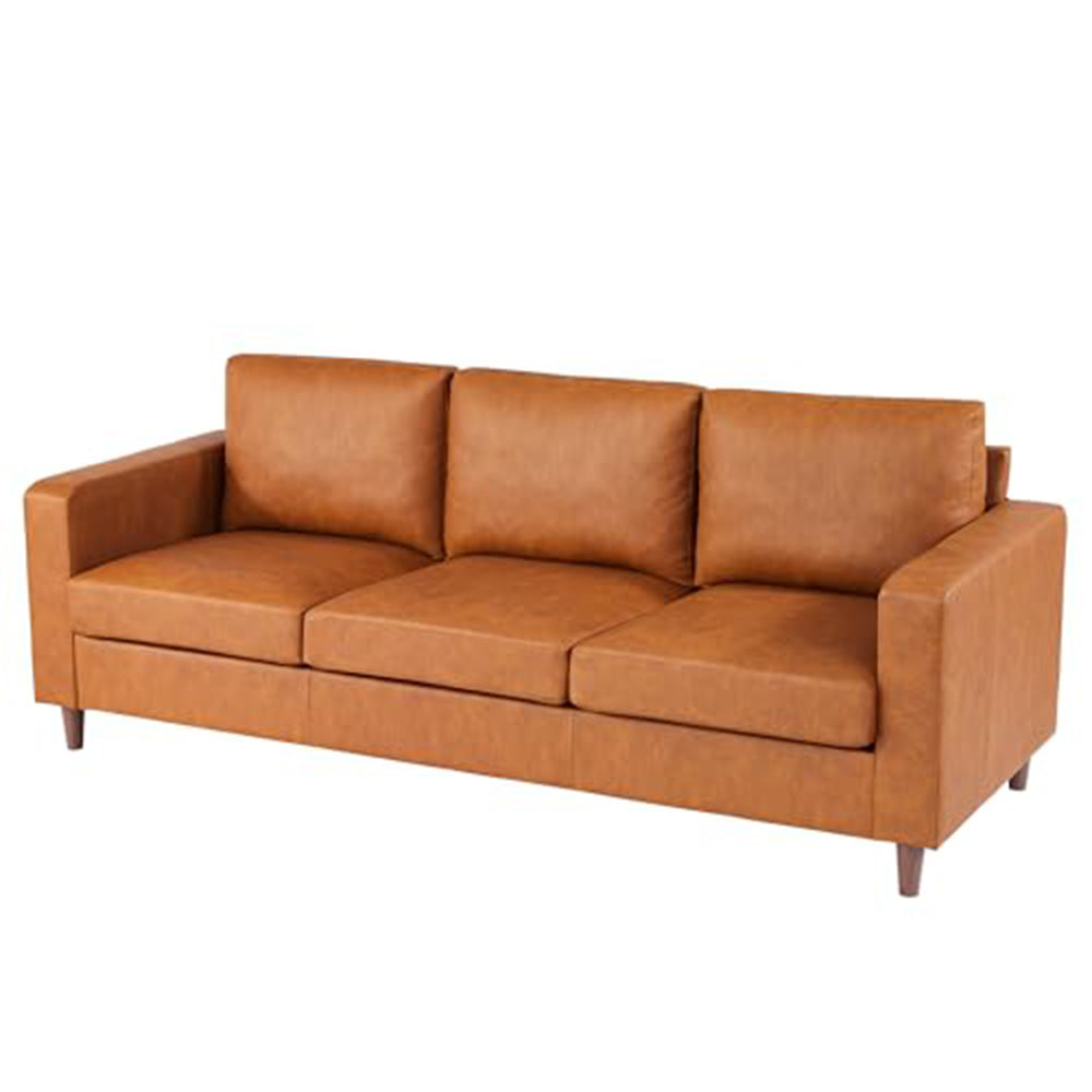 Garvee 85" Leather Couch for Living Room, Modern Sofa Couches with Padded backrest, Upholstered Sofa with Armrests and Comfy Cushions, Deep Seat Sofas for Living Room, Bedroom, Office