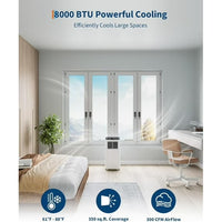Garvee Portable Air Conditioner - 8,000 BTU, Cools Up to 350 Sq.Ft, 3-In-1 Functionality (Cooling, Dehumidification, Fan), Full-Function Remote Control, Includes Window Kit, White