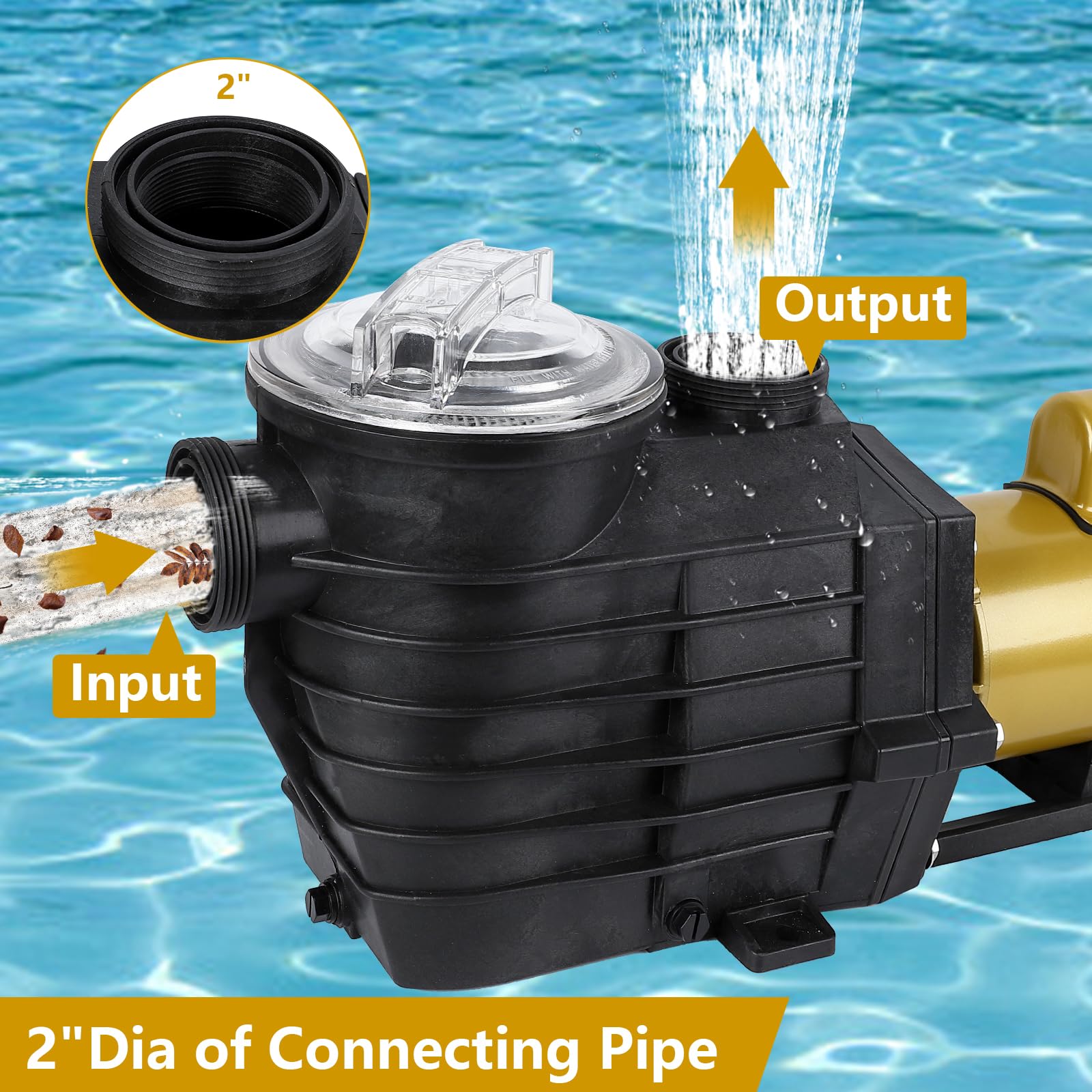 Garvee 3HP Swimming Pool Pump Dual voltage pump In/Above Ground Water Pump, 115V/230V 8896GPH & High Flow, Powerful Primming Swimming Pool Pumps with Filter Basket, Low Noise for Family