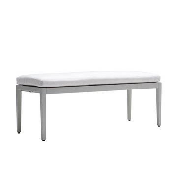 Garvee 47.2 Inch Outdoor Modern Patio Bench, All-Weather Aluminum Dining Bench with Breathable Fabric for Yard, Gray