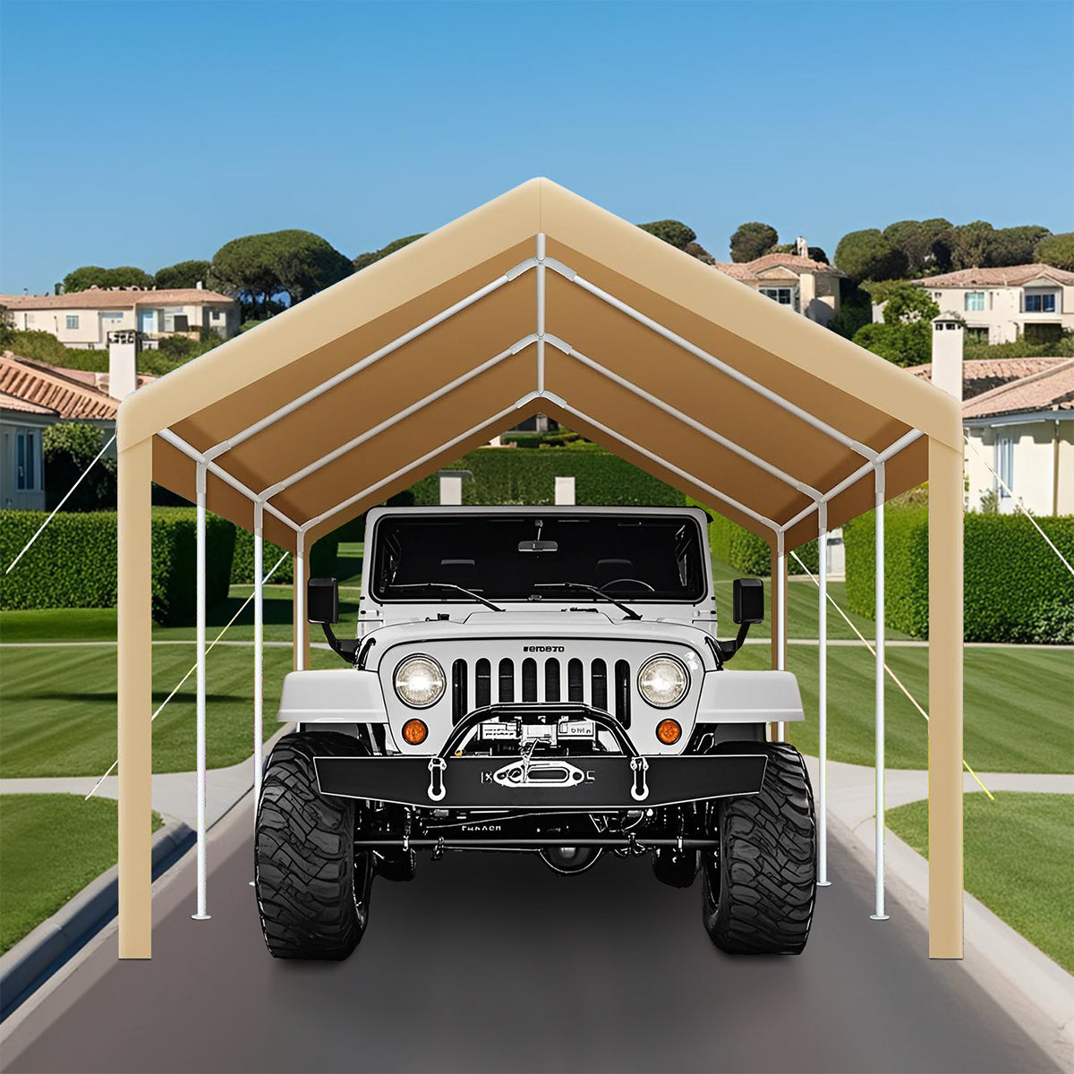 Garvee 10'x20' 200G Heavy-Duty Carport Replacement Cover - Waterproof & UV Protected Garage Tent Top Tarp (Top Cover Only, Frame Not Included), Yellow