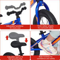 Garvee Balance Bike Lightweight Toddler Bike for 2-6 Year Old Boys and Girls - No Pedal, Adjustable Handlebar and Seat, Aluminium, EVA Tires - Blue