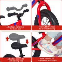 Garvee Balance Bike Lightweight Toddler Bike for 2-6 Year Old Boys and Girls - No Pedal, Adjustable Handlebar and Seat, Aluminium, EVA Tires - Red