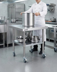 Garvee Heavy Duty Stainless Steel Commercial Work Table - 24x30 Inch - 3-Sided Detachable Backsplash - Adjustable Undershelf - Locking Casters - Mobile Food Prep Station for Restaurant, Kitchen, Garage, Bakery - Size: 24x30 inches
