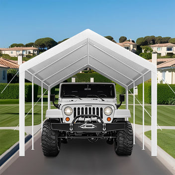 Garvee 13'x25' 200G Carport Top Replacement Cover , Heavy-Duty Garage Top Tent Shelter Tarp Waterproof & UV Protected (Top Cover Only, Frame Not Included), White