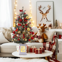 Garvee 3ft Pre-Lit Christmas Tree, Small Lighted Christmas Tree with Lighting Elk Base, Artificial Xmas Trees with 78 LED Lights & 8 Lighting Modes Christmas Decoration for Home, Office, Set of 2