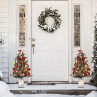 Garvee 3ft Prelit Premium Snow Flocked Artificial Christmas Tree with 78 Warm White LEDs, Mini Prelit Xmas Pine Tree for for Front Door, Porch, Entryway, Fireside Christmas Decoration, 1 PCS
