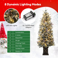 Garvee 4.5ft Xmas Tree, Pre Lit Snow Flocked Artificial Christmas Tree with 200 LED Lights & 8 Lighting Modes, Premium Christmas Pine Tree for Christmas Decoration, Yard, Home, Office