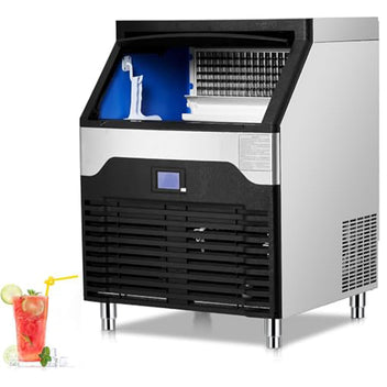Garvee 260lbs/24H Ice Maker Stainless Steel Under Counter ice Maker Machine with 145LBS Storage Self-Clean for Bar Restaurant Cafe Home
