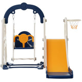 Garvee 3 in 1 Toddler and Swing Set Climber Playset with Basketball Hoop Indoor Outdoor Playground Blue Yellow One Size - Blue+Yellow