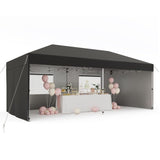 Garvee 10'x20' Pop-Up Canopy Tent - 210D Oxford Fabric Portable Instant Commercial Tent with 4 Sidewalls, Stakes, Ropes & Sandbags for Outdoor Events, Black - Black