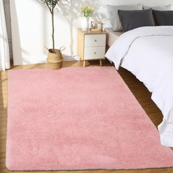 Garvee Fluffy & Sheepskin Light Pink 5x8 Rugs for Bedroom Plush Rug Non-Shedding & Easy Care, Living Room Rugs Fuzzy Rug Living Room Decor