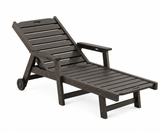 Garvee Heavy Duty HDPE Outdoor Chaise Lounge Chair, 5 Position Adjustable Patio Recliner with Wheels and Cup Holder, Gray - Gray