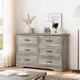 Garvee Dresser for Bedroom with 6 Drawers, Wood Drawer Dresser Chest of Drawers for Closet, Living Room, Hallway, Nursery, Kids Bedroom, Grey - Grey