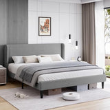 Garvee King Bed Frame, Platform Bed Frame with Upholstered Wingback Headboard, Heavy-Duty Frame Support, Noise-Free, Easy Assembly, No Box Spring Needed, Light Gray - Light Gray