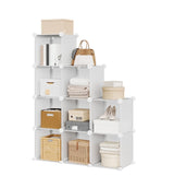 Garvee Cube Storage Organizer 9-Cube Stackable Shelves for Bedroom Living Room Office 37x12x49 Inch White - White