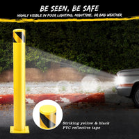 Garvee 42 Inch Steel Safety Bollard Post with Reflective Tape, High Visibility, Durable Q235 Steel, Weather-Resistant, Easy Installation, Ideal for Parking Lots, Warehouses, Driveways