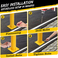 Garvee 42 Inch Steel Safety Bollard Post with Reflective Tape, High Visibility, Durable Q235 Steel, Weather-Resistant, Easy Installation, Ideal for Parking Lots, Warehouses, Driveways