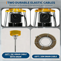 Garvee Drain Auger Sewer Snake - Portable Electric Drain Cleaner with Auto Feed, 500W Motor, Steel Cables & 6 Cutters, Heavy-Duty Steel (Yellow), for 1.6"-4" Pipes, Ideal for Home & Professional Use