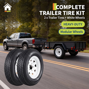Garvee ST205/75D14 Trailer Tire and Wheel Assembly, Heavy-Duty Load Range C 6PR, 5 Lug White Modular Wheel, 14 Inch Tires for Utility and Boat Trailers, Set of 2
