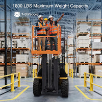 Garvee 36" × 36" Forklift Safety Cage, 1800 lb Foldable Steel Man Basket with Guardrail Chain & Anti-Slip Deck, Orange