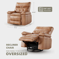 Garvee 360° Swivel Massage Recliner Chair with Heating, Manual Lazy Recliner, PU Leather, Cup Holder, 1.5x Sponge Comfort, Rocking Chair for Living Rooms and Nurseries