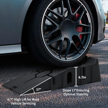 Garvee Plastic Car Service Ramps 2-Pack - 6.7" Low Profile 12,000LB Capacity Heavy Duty w/Anti-Slip Base for Home Garage