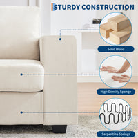 Garvee 71" Chenille Fabric Sofa Modern Comfort Sofa with USB/Type-C Ports, Deep Seat Cushions, Removable Cover, Wide Armrests Ideal for Living Rooms, Small Spaces, and Apartments - Beige