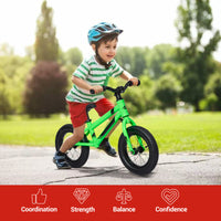 Garvee Lightweight Balance Bike for Toddlers 2-6 Years - No Pedal Design, Adjustable Handlebar & Seat, Aluminum Frame, EVA Tires (Green)