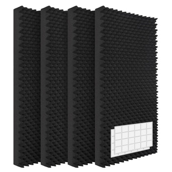Garvee 4 Pack Acoustic Panels, 48x24x2 in Soundproof Wall Panels Foams, Easy Installation, Noise Reducing Sound Dampening Foam Mat for Bedroom Media Room Studio, Black