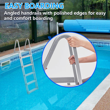 Garvee 5 Step Angled Removable Dock Ladder, Heavy Duty Aluminum Boat Dock Ladder with Wide Non-Slip Steps, Adjustable Height, 350 lb Capacity for Lake & Marine Dock