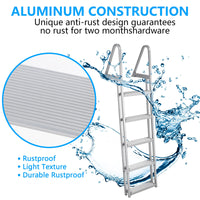 Garvee 5 Step Angled Removable Dock Ladder, Heavy Duty Aluminum Boat Dock Ladder with Wide Non-Slip Steps, Adjustable Height, 350 lb Capacity for Lake & Marine Dock