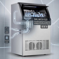 GARVEE Ultra-Quiet 120Lbs Ice Maker with Dual Water Inlet, 33Lbs Storage, perfect for Restaurants,Cafes, Hotels & Events