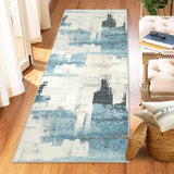 Garvee Modern Abstract Beige Blue Runner Rug, 2x6 Stain Resistant Washable Floor Area Rug, Non-Shedding, Non-Slip Backing Carpet for Living Room Bedroom Dining Room Office - Beige Blue
