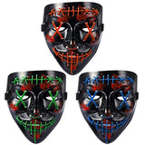 Garvee Halloween Scary Mask LED Mask LED Purge Mask [3PACK] LED Light Up Mask EL Wire Light Up for Festival Cosplay Halloween Costume Halloween Festival Party