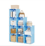 Garvee Cube Storage Organizer 9-Cube Stackable Shelves for Bedroom Living Room Office 37x13x49 Inch Blue - Blue