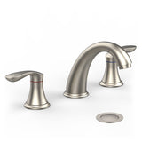 Garvee Bathroom Sink Faucet, Faucet for Bathroom Sink, Widespread Brushed Nickel Bathroom Faucet 3 Hole with Stainless Steel Pop Up Drain and cUPC Lead-Free Hose - (Brushed Nickel) - Brushed Nickel - PPA